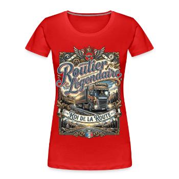 Routier chauffeur poids lourd camion route vintage - T-shirt bio Premium Femme - rouge - Devant - Mia (176cm)