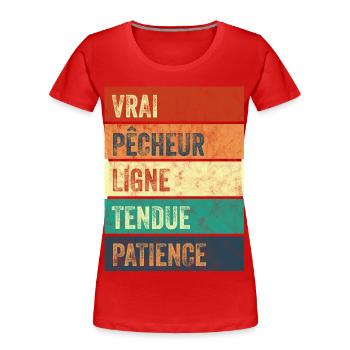 Pêcheur Passion Rivière - T-shirt bio Premium Femme - rouge - Devant - Mia (176cm)