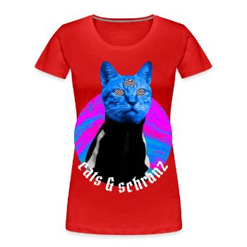 cats and Schranz - Schranz music Hard Techno Outfi - Women's Premium Organic T-Shirt - red - Front - Mia (176cm)