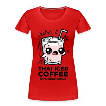 Thai Iced Coffee Kawaii Cup - Women's Premium Organic T-Shirt - red - Front - Mia (176cm)