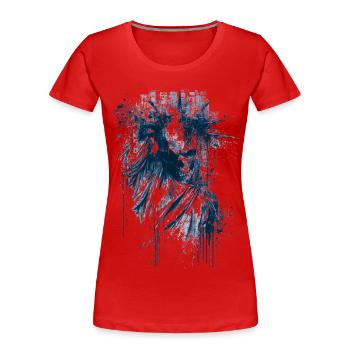 Style larme de la déesse drapée en indigo - T-shirt bio Premium Femme - rouge - Devant - Mia (176cm)