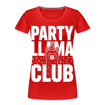 Party Llama Club – Festive mood - Women's Premium Organic T-Shirt - red - Front - Mia (176cm)