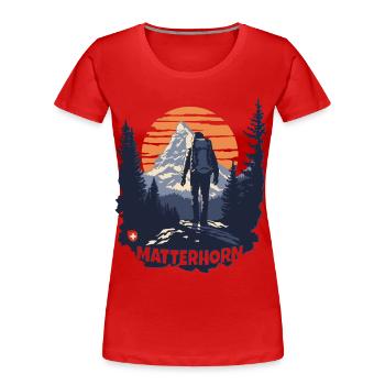 Matterhorn Trekking Wandern Zermatt Souvenir - Frauen Premium Bio T-Shirt - Rot - Vorne - Mia (176cm)