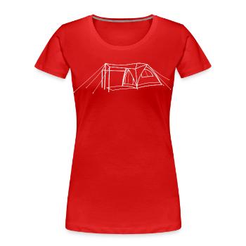 Zelt Kontur Weiss - Frauen Premium Bio T-Shirt - Rot - Vorne - Mia (176cm)