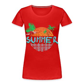 plage - T-shirt bio Premium Femme - rouge - Devant - Mia (176cm)
