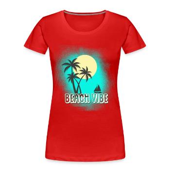 Plage - T-shirt bio Premium Femme - rouge - Devant - Mia (176cm)