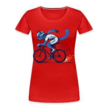 Chat de vélo pour les cyclistes sur route élégants - T-shirt bio Premium Femme - rouge - Devant - Mia (176cm)