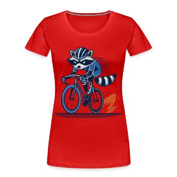 Waschbär auf Rennrad für sportliche Radfahrer - Frauen Premium Bio T-Shirt - Rot - Vorne - Mia (176cm)