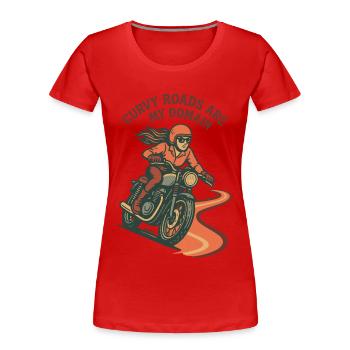 Curvy Roads Are My Domain Motorrad Biker Retro - Frauen Premium Bio T-Shirt - Rot - Vorne - Mia (176cm)