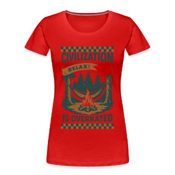 Prepper Survival Bushcrafting Zivilisation - Frauen Premium Bio T-Shirt - Rot - Vorne - Mia (176cm)