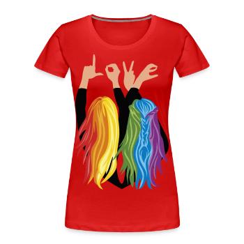 Love and Pride - Women's Premium Organic T-Shirt - red - Front - Mia (176cm)