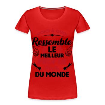 Voici Le meilleur Prof de Math du monde - T-shirt bio Premium Femme - rouge - Devant - Mia (176cm)
