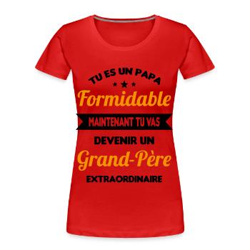 Futur grand-père cadeau annonce de grossesse - T-shirt bio Premium Femme - rouge - Devant - Mia (176cm)