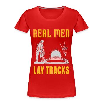 De vrais gars posent des rails - T-shirt bio Premium Femme - rouge - Devant - Mia (176cm)
