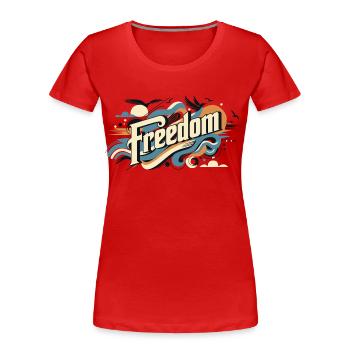 Freedom - Women's Premium Organic T-Shirt - red - Front - Mia (176cm)