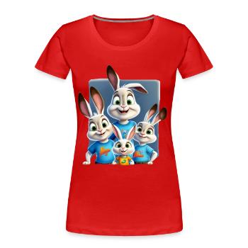 Cartoon Cartoon Familie glücklich - Frauen Premium Bio T-Shirt - Rot - Vorne - Mia (176cm)