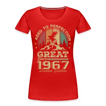 Jahrgang 1967 Geburtstag - 1967 Retro Geschenkidee - Frauen Premium Bio T-Shirt - Rot - Vorne - Mia (176cm)