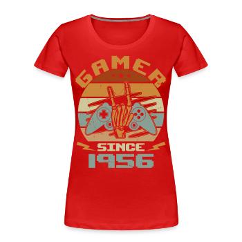 Gamer seit 1956 - Gaming Geburtstagsgeschenk 1956 - Frauen Premium Bio T-Shirt - Rot - Vorne - Mia (176cm)