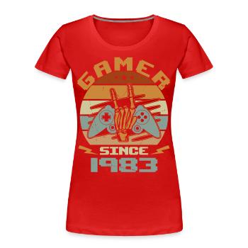 Gamer seit 1983 - Gaming Geburtstagsgeschenk 1983 - Frauen Premium Bio T-Shirt - Rot - Vorne - Mia (176cm)