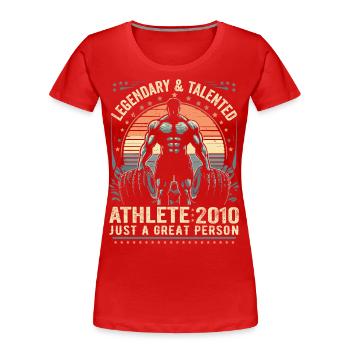 Jahrgang 2010 Fitness Geburtstagsgeschenk 2010 - Frauen Premium Bio T-Shirt - Rot - Vorne - Mia (176cm)