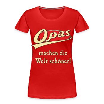 Opas machen die Welt schöner - Frauen Premium Bio T-Shirt - Rot - Vorne - Mia (176cm)