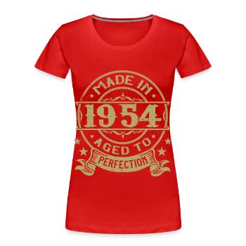 Jahrgang 1954 Geburtstag 1954 Retro Geschenk - Frauen Premium Bio T-Shirt - Rot - Vorne - Mia (176cm)