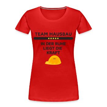 Construction de maisons d’équipe - T-shirt bio Premium Femme - rouge - Devant - Mia (176cm)