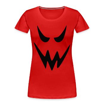 Halloween Geist Gesicht - Last Minute Gruseldesign - Frauen Premium Bio T-Shirt - Rot - Vorne - Mia (176cm)