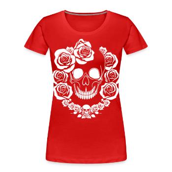 Horreur Crâne Crâne Art Crâne Gothique Heavy Metal - T-shirt bio Premium Femme - rouge - Devant - Mia (176cm)