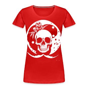 Horreur Crâne Crâne Art Crâne Gothique Heavy Metal - T-shirt bio Premium Femme - rouge - Devant - Mia (176cm)