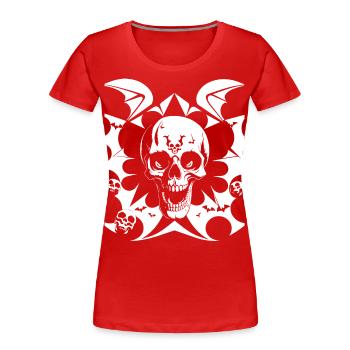 Horreur Crâne Crâne Art Crâne Gothique Heavy Metal - T-shirt bio Premium Femme - rouge - Devant - Mia (176cm)