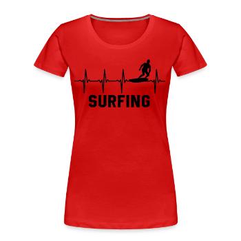 Surf Herzschlag Surfer Surfen - Frauen Premium Bio T-Shirt - Rot - Vorne - Mia (176cm)