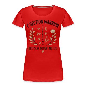 Kaiserschnitt Kämpferin - Stolz auf meine Narbe - Frauen Premium Bio T-Shirt - Rot - Vorne - Mia (176cm)