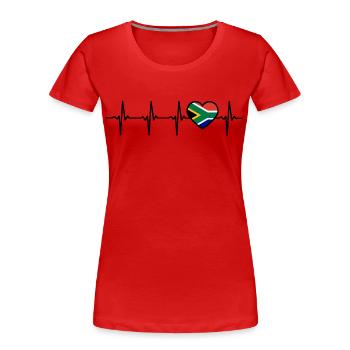 Afrique du Sud Heartbeat Afrique du Sud - T-shirt bio Premium Femme - rouge - Devant - Mia (176cm)