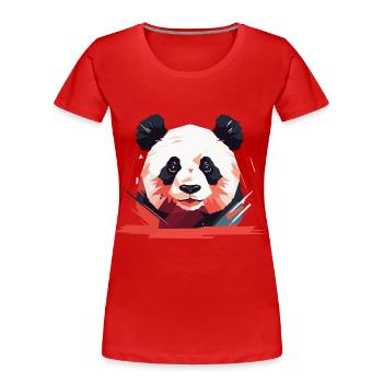 Urban Panda Poly Art Pandabär Polygonen Design - Frauen Premium Bio T-Shirt - Rot - Vorne - Mia (176cm)