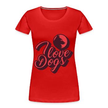 Ich liebe Hunde - Frauen Premium Bio T-Shirt - Rot - Vorne - Mia (176cm)