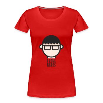 I Love Nerds / Freaks, Informatiker, ITler - Frauen Premium Bio T-Shirt - Rot - Vorne - Mia (176cm)