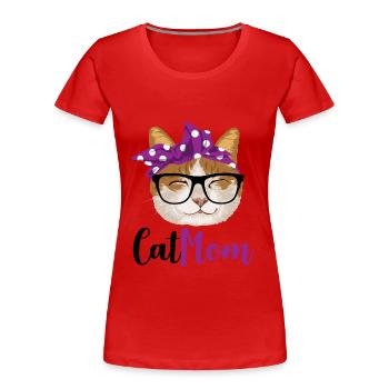 Cat mom / cats mom - Women's Premium Organic T-Shirt - red - Front - Mia (176cm)