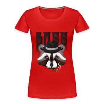 Mafia Boss Waschbär - Frauen Premium Bio T-Shirt - Rot - Vorne - Mia (176cm)