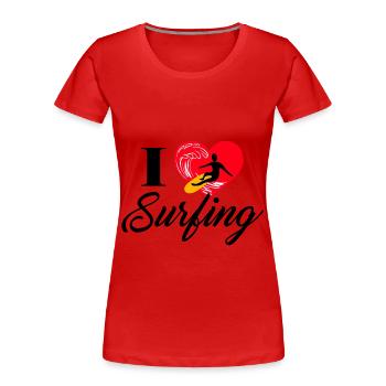 I love to surf - Women's Premium Organic T-Shirt - red - Front - Mia (176cm)