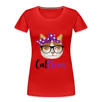 Cat Mom - Affiche - T-shirt bio Premium Femme - rouge - Devant - Mia (176cm)