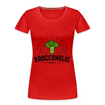 Vegetarian Vegan - Broccoholic - Women's Premium Organic T-Shirt - red - Front - Mia (176cm)