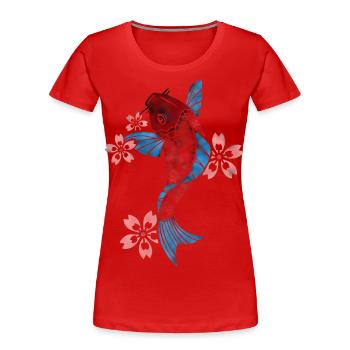 Carpe koi - T-shirt bio Premium Femme - rouge - Devant - Mia (176cm)