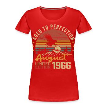 Jahrgang August 1966 Geburtstagsgeschenk August 1966 - Frauen Premium Bio T-Shirt - Rot - Vorne - Mia (176cm)
