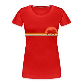 Retro Wildschwein Vintage Wildsau Keiler Jäger - Frauen Premium Bio T-Shirt - Rot - Vorne - Mia (176cm)