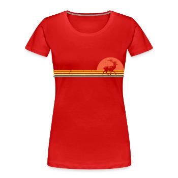 Cerf Rétro Vintage Woodland Animal Cerf Chasse Cerf Rouge - T-shirt bio Premium Femme - rouge - Devant - Mia (176cm)