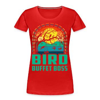Buffet d’oiseaux - T-shirt bio Premium Femme - rouge - Devant - Mia (176cm)