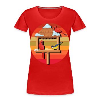 Alimentation des oiseaux - T-shirt bio Premium Femme - rouge - Devant - Mia (176cm)