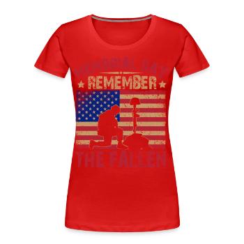 Gedenktag Gedenken an die Gefallenen - Frauen Premium Bio T-Shirt - Rot - Vorne - Mia (176cm)