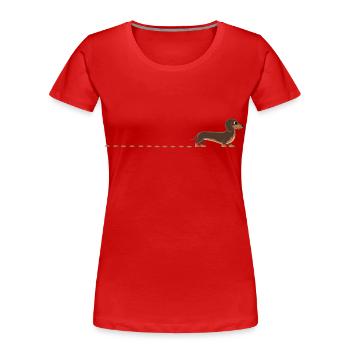 Dackelspuren Teckel Dackelspur Dackel Dachshund - Frauen Premium Bio T-Shirt - Rot - Vorne - Mia (176cm)